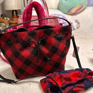 Aerie Red and Black Crossbody Bag with Buffalo Plaid